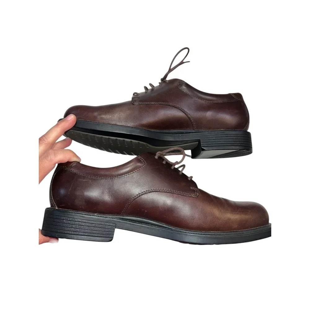 Rockport Mahogany Brown Leather Lace Up Loafers Men's Size 10.5‎ Career